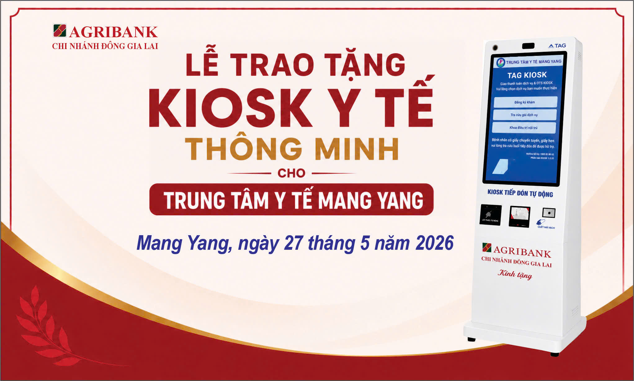 LỄ TRAO TẶNG KIOSK Y TẾ THÔNG MINH NGÂN HÀNG AGRIBANK CHO TRUNG TÂM Y TẾ MANG YANG